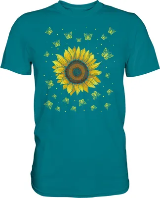 Produktbild von Sonnenblumen Schmetterling Motiv Gärtner Geschenk Garten T-Shirt – Diva Blue / XXL