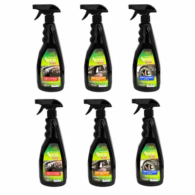 Produktbild von 6er Set KFZ Reiniger Cockpit Reiniger Kunststoffreiniger Teppichreiniger Textilreiniger Polsterreiniger Reifenreiniger Felgenreiniger Reifenglanz je 750ml