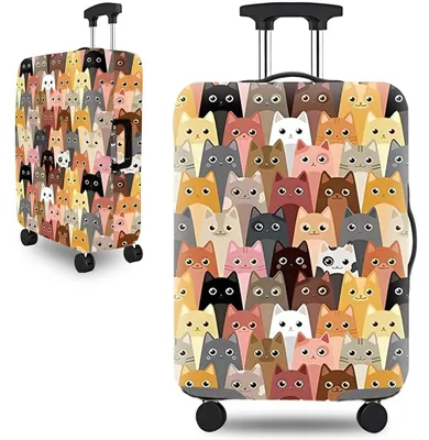 Image de Housse élastique pour valise, motif chat, taille M, protection pour valise de voyage