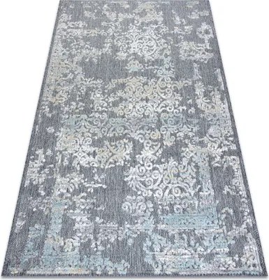 Produktbild von Teppich Strukturell SOLE D3812 Ornament flach gewebt grau / beige Grau 80x150 cm