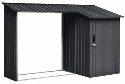 Produktbild von Floraworld Kaminholzregal mit Geräteraum anthrazit 270 x 105 cm