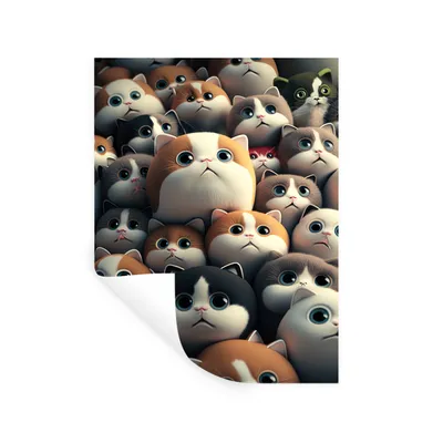 Produktbild von MuchoWow® Wandtattoo Wandsticker Wandaufkleber Katze - Haustiere - Katze - Braun - Grau - Kinder 30x40 cm Selbstklebend und Repositionierbar - Sticker - Dekorfolie