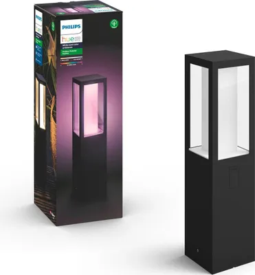 Produktbild von Philips Hue White and Color ambiance Impress Outdoor Sockelleuchte schwarz, Intelligente Sockel-/Pfostenbeleuchtung, Bluetooth/Zigbee, Schwarz, LED, Glas, Nicht austauschbare(s) Leuchtmittel
