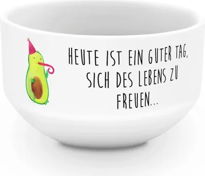 Produktbild von Mr. & Mrs. Panda Müsli Schüssel Avocado Feier - Weiß - Geschenk, Gute Laune, Schüsselchen, Geburtstag, Müslischale, Suppenschüssel, Snackschale, Obstschale, Party, Tröte