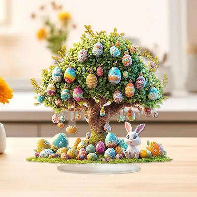 Produktbild von Osterdeko Acryl Osterbaum mit Osterhase – Tischdeko mit Ostereiern