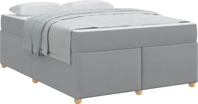 Produktbild von vidaXL Bettrahmen mit Matratze Hellgrau 140 x 200 cm Stoff