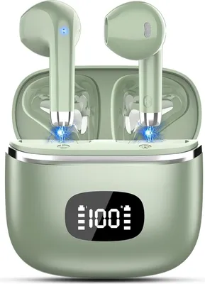 Produktbild von Kabellos Bluetooth 5.3 In Ear Kopfhörer mit 4 ENC Noise Cancelling Mic, 40H Spielzeit mit LED, IP7 Wasserdicht für Arbeit Studium Sport