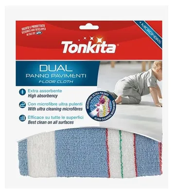 Image de Chiffon de nettoyage Tonkita Dual 50 x 50 cm, en coton et microfibre ultra-absorbants, pour toutes les surfaces