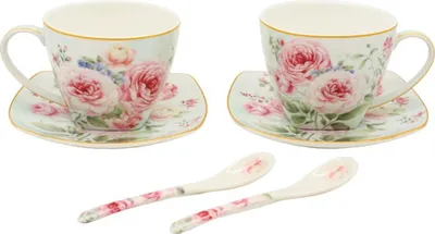 Obrázok produktu pre HOME ELEMENTS Porcelánová šálka a podšálka 2 x 250 ml, Ruža