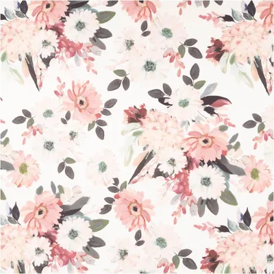 Produktbild von Tischdeckenstoff Meterware abwaschbar Blumen weiß rosa wasserabweisend 148cm