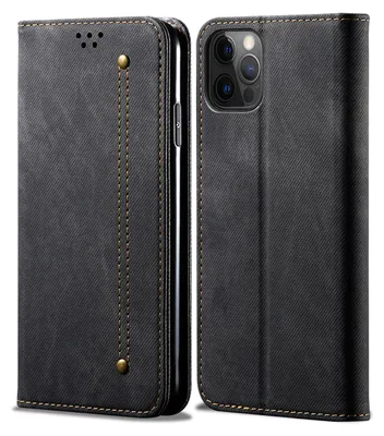 Image de étui pour iPhone 13 Pro, étui portefeuille en cuir avec fermeture magnétique et support pour iPhone 13 Pro noir