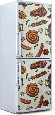 Produktbild von Kühlschrankdekoration  60x180 cm  Aufkleber auf dem Kühlschrank - Barbecue Grill