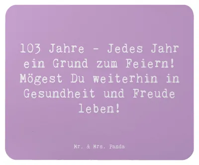 Produktbild von Mr. & Mrs. Panda Mouse Pad Spruch 103. Geburtstag - Lavendeltraum - Geschenk, Geburtstagsgeschenk, Wertschätzung, computermatte, Freude, pc mousepad, Mauspad, besonderer