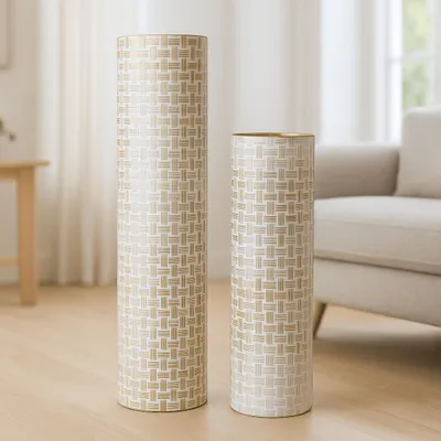 Produktbild von Leewadee Bodenvasen 2er Set aus Metall in gold