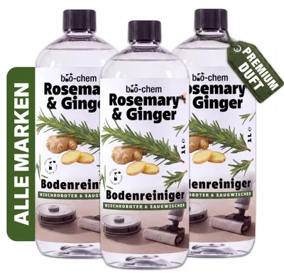 Produktbild von bio-chem Wischroboter & Saugwischer Reinigungsmittel Konzentrat 3L – Duft ROSEMARY GINGER | Kompatibel mit Roborock, Dreame, Ecovacs, Tineco, iRobot