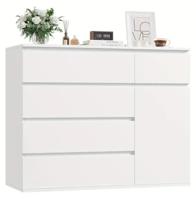 Obrázek produktu pro Moderní komoda - Nízká komoda - Úložná komoda - Komoda - Komoda se dveřmi - Kompaktní rozměry (69 cm výška) - Materiál: MDF a tvrdé dřevo
