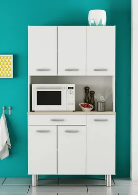 Produktbild von Küchenbuffet >PASTA< in Matt weiß - 101x185,3x42,3cm (BxHxT)