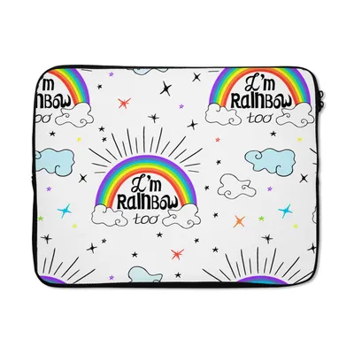 Produktbild von MuchoWow® Laptop Hülle 17 Zoll Laptoptasche Regenbogen - Wolken - Muster - Zipper - Schutzabdeckung