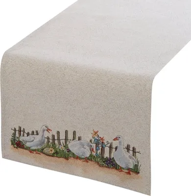 Zdjęcie produktu dla EUROFIRANY | Bieżnik – obrus – beżowy – 40 x 100 cm – nakrycie stołu – podkładka – dekoracyjny