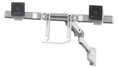 Produktbild von Ergotron HX - Befestigungskit (Gelenkarm, Verlängerung, Scharnierbogen, 2 Drehgelenke, Griff, Wandmontage) - für 2 LCD-Displays - weiß - Bildschirmgröße: bis zu 81,3 cm (bis zu 32 Zoll)