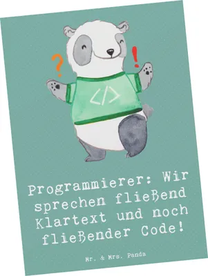 Produktbild von Mr. & Mrs. Panda Postkarte Programmierer Codeflüsterer - Meeresbrise - Geschenk, einzelkarte, Postkarten, Grußkarte, Computersprache, Geschenke für Berufstätige, Beruf