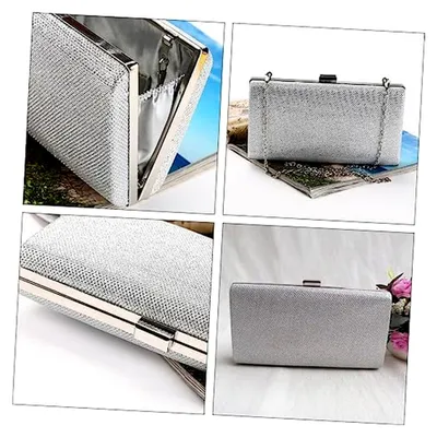 Produktbild von Damen Abendtasche Clutch Silber Leichte Handtasche aus Robustem Material mit Großem Fassungsvermögen Elegante Partytasche für Hochzeiten und Abendveranstaltungen