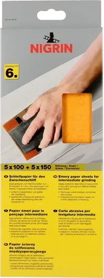 Produktbild von NIGRIN Schleifpapier Zwischenschliff Körnung P100/150 10 Bögen