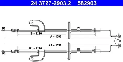 Produktbild von ATE Handbremsseil Seilzug Feststellbremse für CHEVROLET AVEO Schrägheck (T300) Hinten 24.3727-2903.2