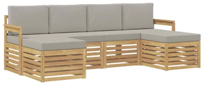 Produktbild von vidaXL Outdoor-Sofagarnitur 5 pcs Weiß und Hellgrau