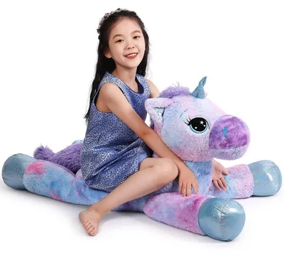 Immagine prodotto di Peluche unicorno, grande, arcobaleno, lilla, blu, 110 cm