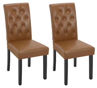 Immagine prodotto di Sedia - Sedie da pranzo - Set di 2 sedie da pranzo in ecopelle - Ergonomiche - Gambe in legno massello