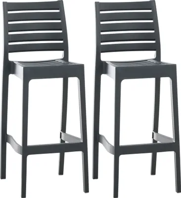 Produktbild von CLP 2er Set Barhocker Ares mit Fußstütze dunkelgrau
