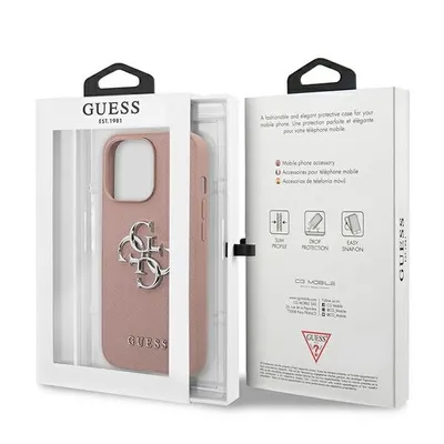 Image de Guess Guhcp13Lsa4Gspi Iphone 13 Pro / 136,1 Różowy/Pink Hardcase Saffiano 4G Metal Logo