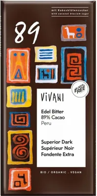 Obrázok produktu pre Vivani 285899, Tmavá čokoláda, 80 g, 2521 kJ, 611 kcal, 53 g, 16,4 g