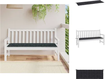 Produktbild von vidaXL Gartenbank-Auflage Schwarz Karomuster 150x50x3 cm Oxford-Gewebe -  Sitzpolster