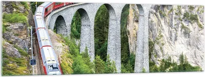 Produktbild von Bilder auf glas - Einteilig - Viadukt Landwasser Zug - 160x50cm - Glasbilder - Wandbilder - Bilder - zum Aufhängen bereit - Wanddekoration aus Glas - Glas Bilder - Wandbild auf Glas - GAB160x50-4605