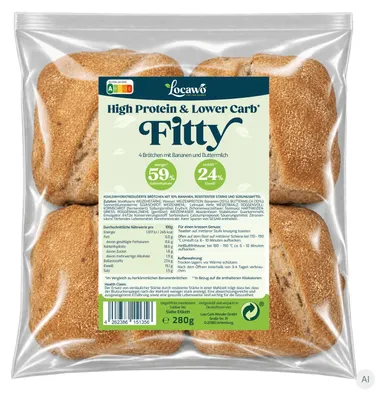 Produktbild von Locawo High Protein Low Carb Fitty Brötchen 280g