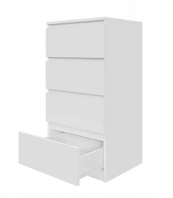 Produktbild von Kommode AVEN, 97x50x40cm mattweiß, 4 grifflose Schubladen, Rollenführungen
