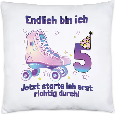 Produktbild von Endlich Bin Ich 5 Jetzt Starte Ich Erst Richtig Durch! Kissen Alles Gute Happy Birthday Rollschuhe Geburtstag
