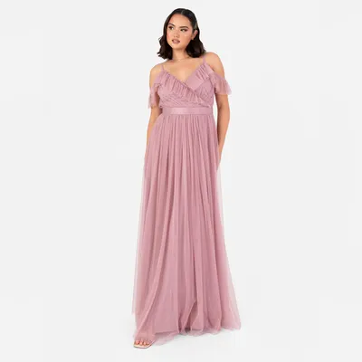 Produktbild von Anaya with Love Damen Maxikleid, Damenkleid, lang, ärmellos, V-Ausschnitt, Schulterdetails aus Tüll