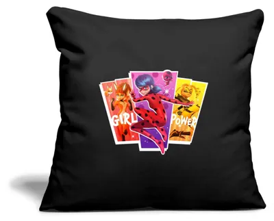 Produktbild von Spreadshirt Miraculous Girl Power Ladybug Superhelden Kissenbezug 45x45 cm, One size, Schwarz
