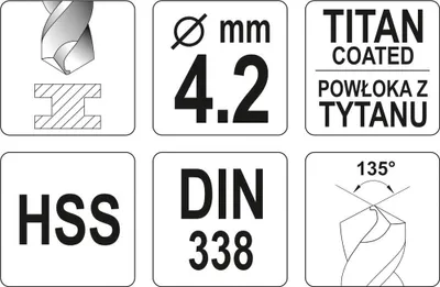 Produktbild von YATO Metallspiralbohrer YT-44642 4.2mm 75mm