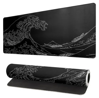 Immagine prodotto di Tappetino per mouse da gaming, formato XL (800 x 300 mm), con bordi cuciti, resistente all'acqua, antiscivolo, colore nero