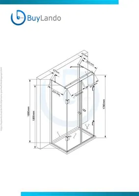 Produktbild von BuyLando Emma 90x100x90 cm H:180 cm U-Form Duschkabine Gold Beschläge