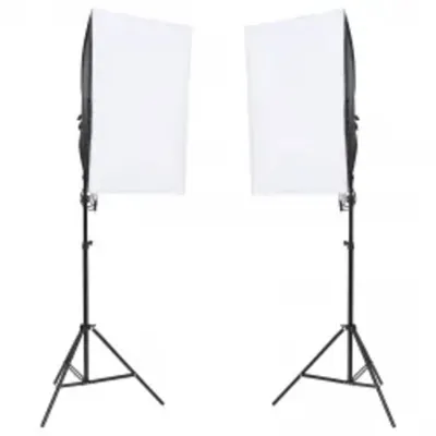 Image de vidaXL Kit studio photo avec éclairage, fond et réflecteur