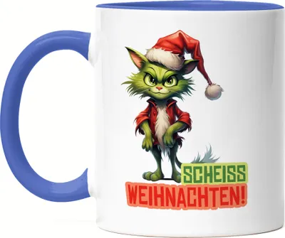 Produktbild von Scheiss Weihnachten Tasse Blau Katzenbesitzer Sarkasmus Geschenk