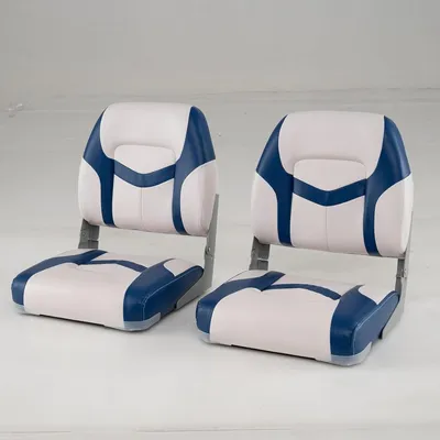 Produktbild von GOPLUS Bootssitz 2er Set, Bootsstuhl klappbar mit gepolstertem Sitz, Rückenlehne, wasserfestes PVC-Leder, bequemer Steuerstuhl , Blau+Weiß
