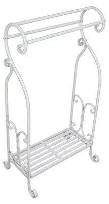 Immagine prodotto di Milani Home - portasciugamani in metallo bianco anticato, stile shabby chic, 37 x 33 x 90 cm