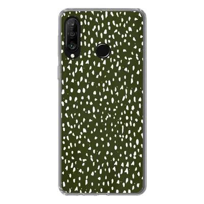 Produktbild von MuchoWow® Handyhülle Schutzhülle Hülle für Huawei P30 Lite Polka dots - Weiß - Schwarz Silikon Softcase Handy Hülle - Handyhülle