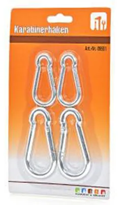Obrázok produktu pre 4 karabínové háčiky, 6 cm + 8 cm, na kartičke